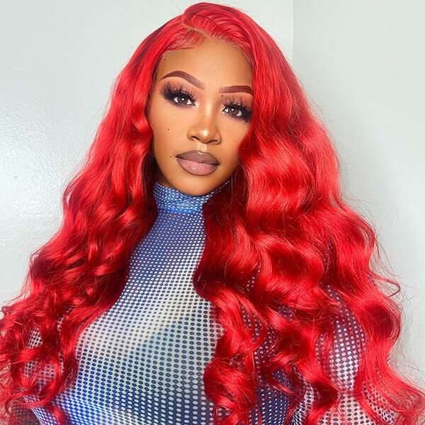 ZSFOQQ Glueless Red Hair Lace Front Wig Body Wave 13x4 HD Transparent Lace Colored Human Hair Wigs