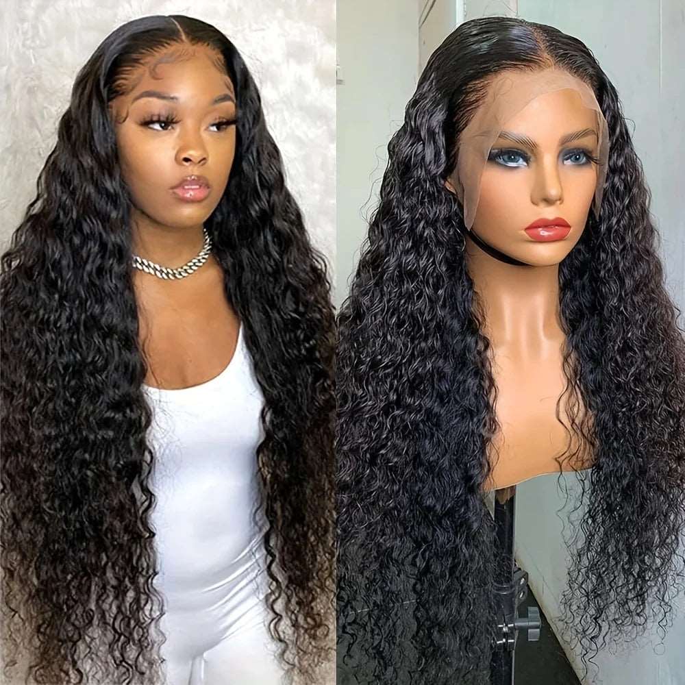 ZSFOQQ Glueless HD Lace Wig Deep Wave Hair 13x4 Lace Frontal Wig 30 Inch Human Hair Wigs