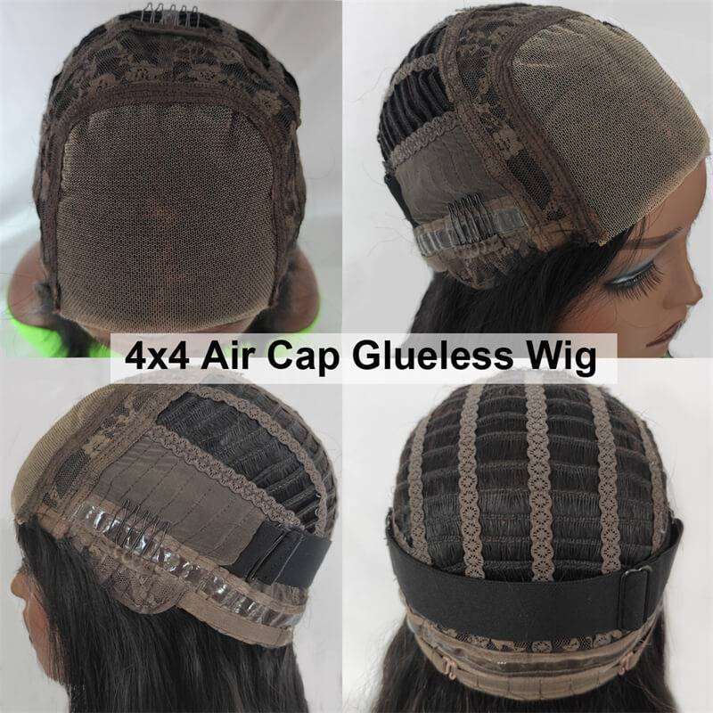 ZSFOQQ 4x4/5x5/13x4 Breathable Pre Cut Air Cap Wear Go Glueless Body Wave Human Hair Wigs Bleached Knots Pre Plucked For Black Women.