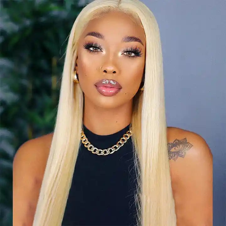 ZSFOQQ Hair Layered Butterfly Haircut 613 Blonde 13x4 Lace Front Straight Wig.