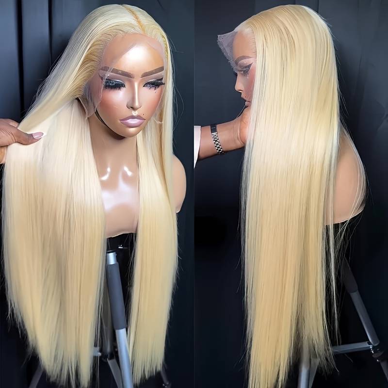 ZSFOQQ Hair Layered Butterfly Haircut 613 Blonde 13x4 Lace Front Straight Wig.