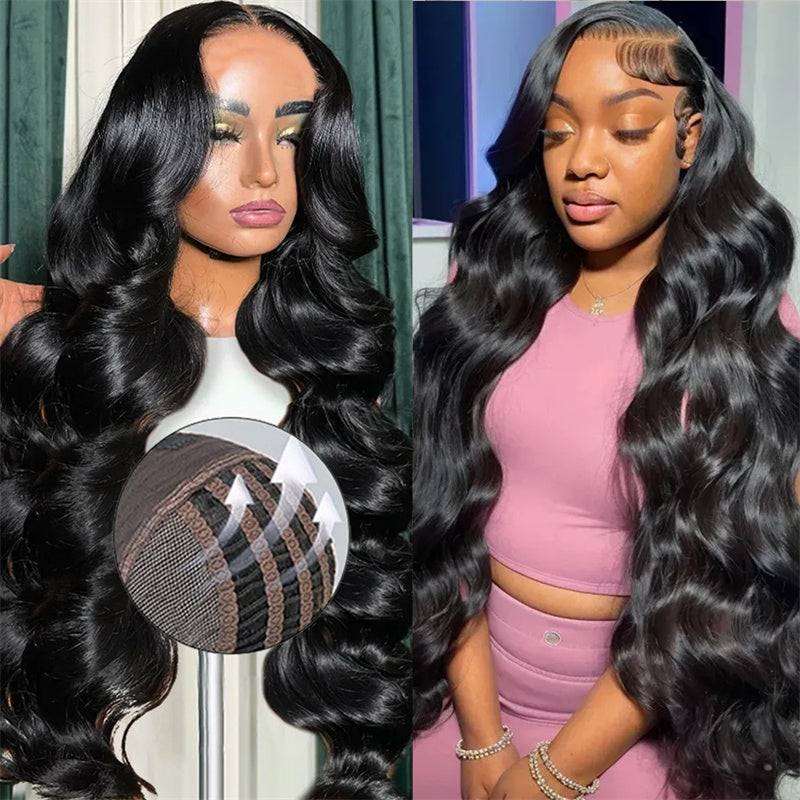 ZSFOQQ 4x4/5x5/13x4 Breathable Pre Cut Air Cap Wear Go Glueless Body Wave Human Hair Wigs Bleached Knots Pre Plucked For Black Women.