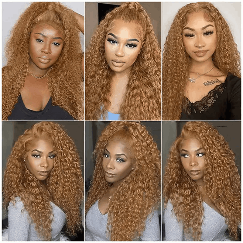 ZSFOQQ Hair #27 Honey Blonde Water Wave Wig 13×4 HD Lace Frontal / 5x5 Lace Closure Human Hair Wig