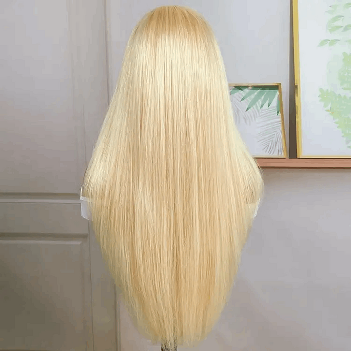 ZSFOQQ Hair Layered Butterfly Haircut 613 Blonde 13x4 Lace Front Straight Wig.