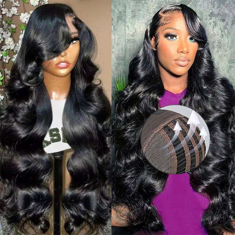 ZSFOQQ 4x4/5x5/13x4 Breathable Pre Cut Air Cap Wear Go Glueless Body Wave Human Hair Wigs Bleached Knots Pre Plucked For Black Women.