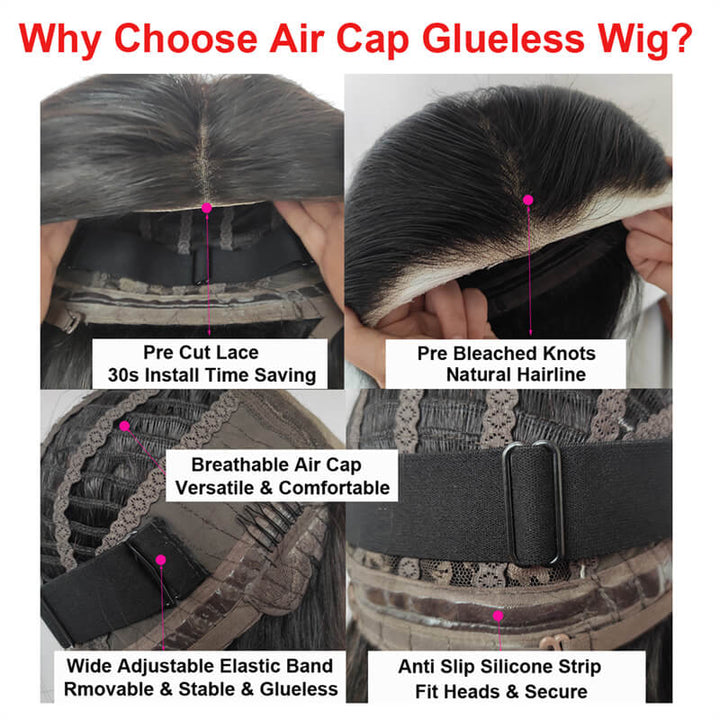 ZSFOQQ 4x4/5x5/13x4 Breathable Pre Cut Air Cap Wear Go Glueless Body Wave Human Hair Wigs Bleached Knots Pre Plucked For Black Women.