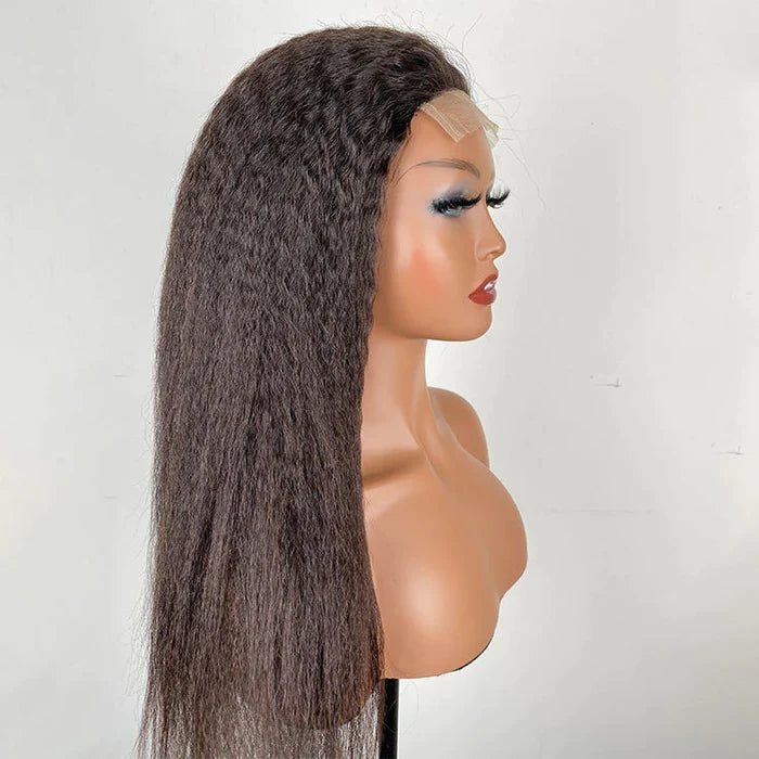 ZSFOQQ HD Lace Yaki Straight Hair 4x4 Lace Closure Wig Human Hair Skin Melt.