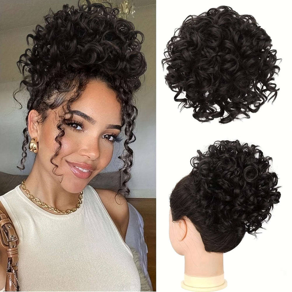 ZSFOQQ Drawstring Hair Accessories for Small Curly Hair, Fluffy and Messy Hair Bun, Elastic Mesh Drawstring Hair