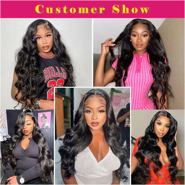 ZSFOQQ Body Wave HD Lace Wig Glueless 13x4 Lace Front Wigs Pre Plucked Human Hair Wig