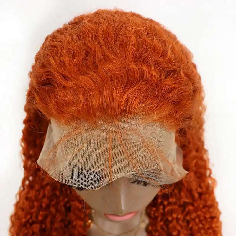 ZSFOQQ Hair Ginger Orange Curly 13x4 HD Transparent Lace Front Wig Jerry Curly Colored Wigs Human Hair Wigs