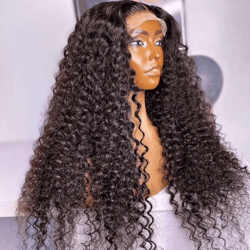 ZSFOQQ 4x4 Deep Wave Hair Lace Closure Wig Pre Plucked Swiss Lace Curly Hair.