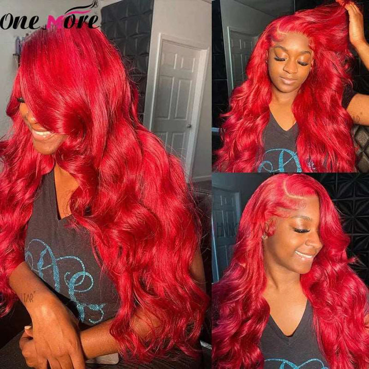 ZSFOQQ Glueless Red Hair Lace Front Wig Body Wave 13x4 HD Transparent Lace Colored Human Hair Wigs