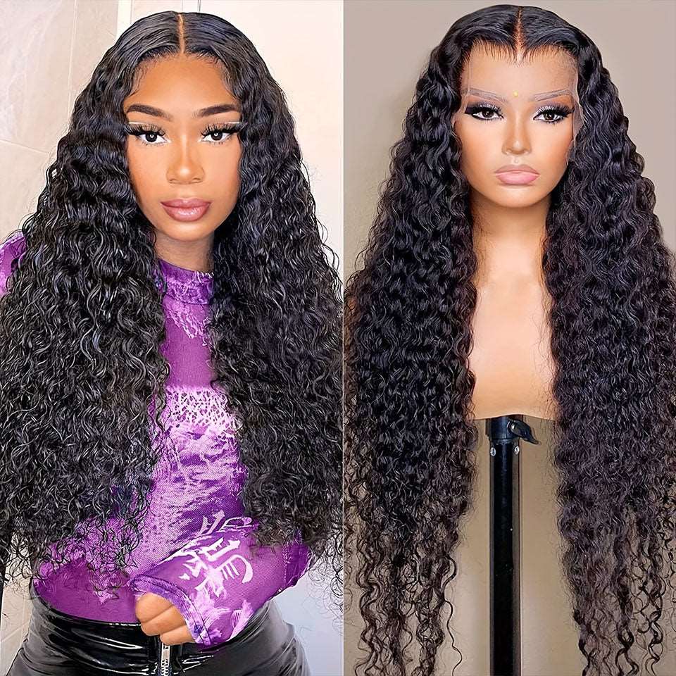 ZSFOQQ Glueless HD Lace Wig Deep Wave Hair 13x4 Lace Frontal Wig 30 Inch Human Hair Wigs