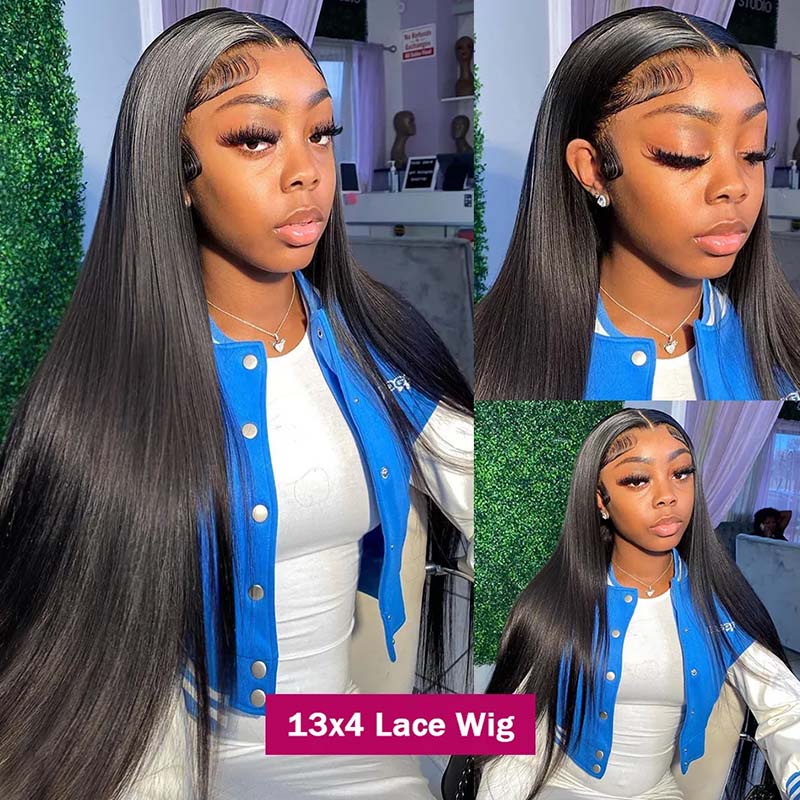 ZSFOQQ Straight Lace Front Wigs HD Lace Wig Straight Human Hair Wig Invisible 13x4 Lace Front Wig