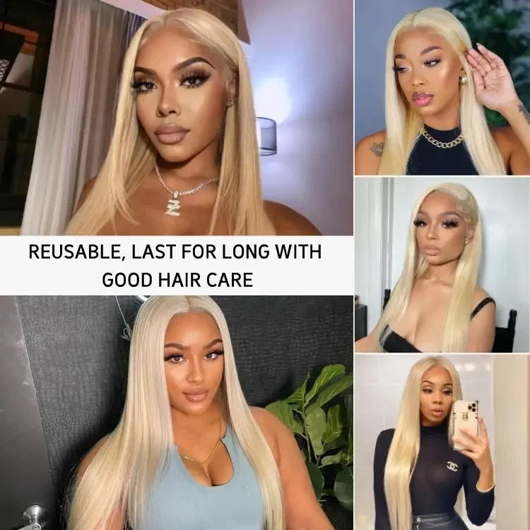 ZSFOQQ Hair Layered Butterfly Haircut 613 Blonde 13x4 Lace Front Straight Wig