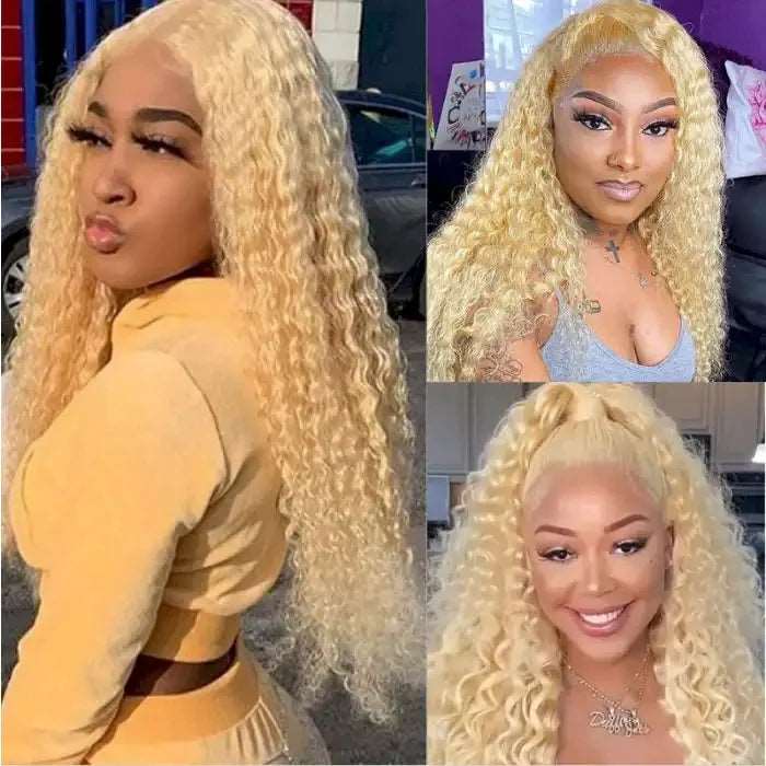 ZSFOQQ Hair Flash Sale Jerry Curly 613 Blonde 13x4 HD Lace Front Wig Human Hair Pre-Plucked With Baby Hair Wig Human Hair Wig