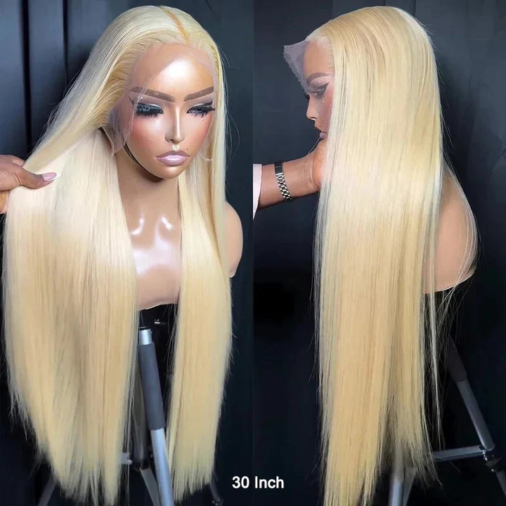 ZSFOQQ 613 Blonde Straight Hair 13x4 HD Lace Front Wig Pre Plucked Long 40 Inch Human Hair Wigs Glueless HD Lace Wig