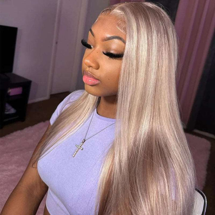 ZSFOQQ Customized Blonde Balayage on Brown Hair Transparent 13x4 &13x6 Lace Frontal Wig