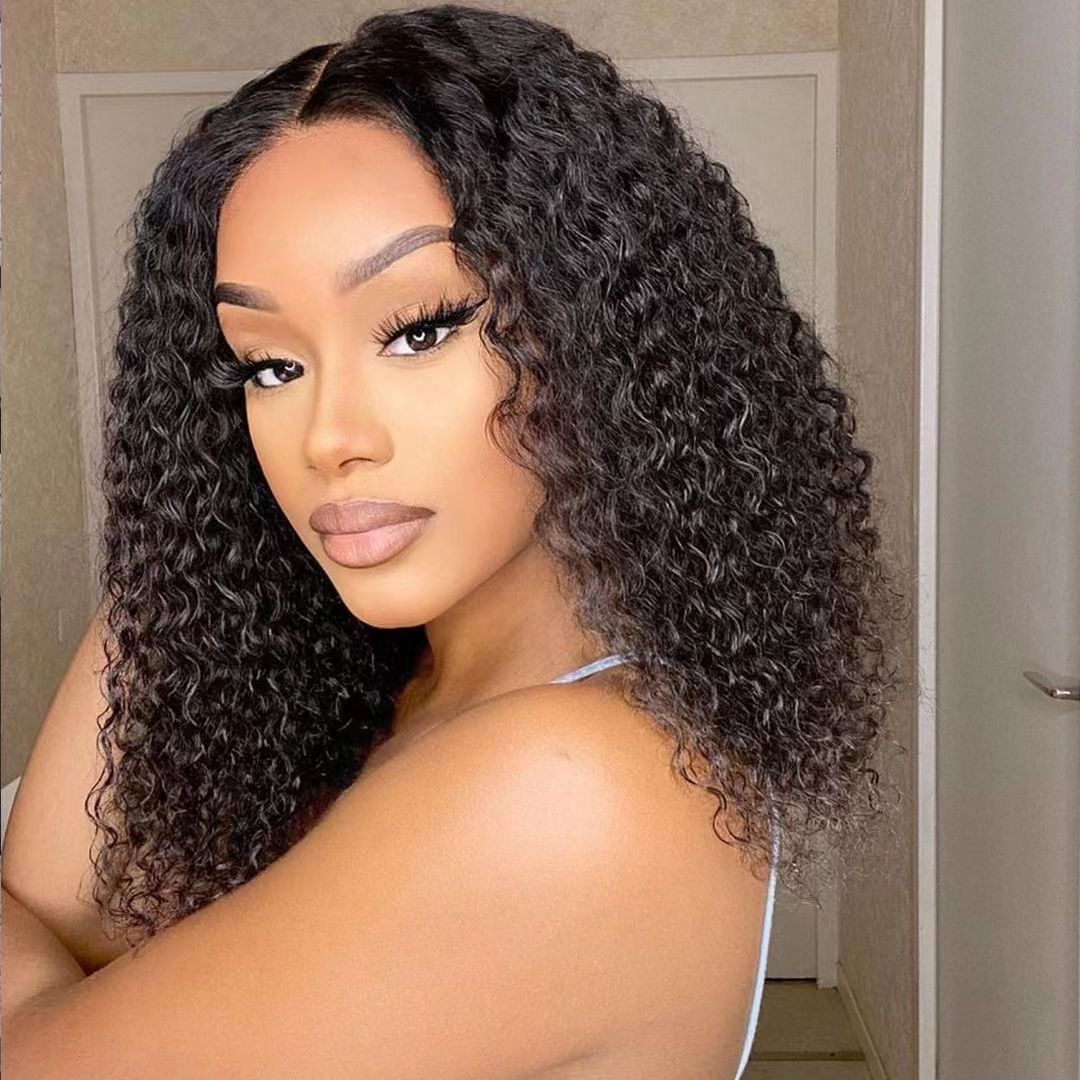 ZSFOQQ Ready To Go Glueless Curly Bob Wigs Pre Cut HD Lace Closure Wigs 100% Human Hair