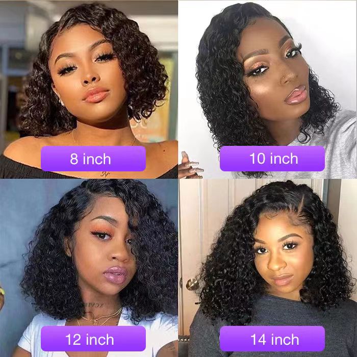 ZSFOQQ Ready To Go Glueless Curly Bob Wigs Pre Cut HD Lace Closure Wigs 100% Human Hair