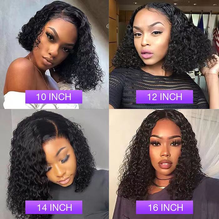 ZSFOQQ Hair Ready & Go Wigs Deep Wave 5*5 Pre Cut HD Lace Glueless Bob Wig with Pre Plucked