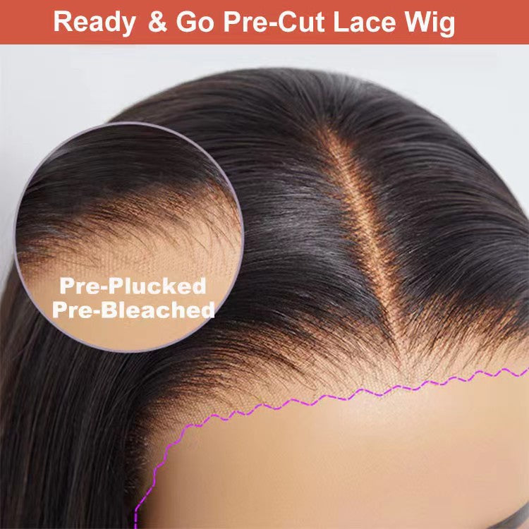 ZSFOQQ Ready To Go Wig-Silky Straight HD Transparent Lace Closure Wigs With Pre Cut Lace