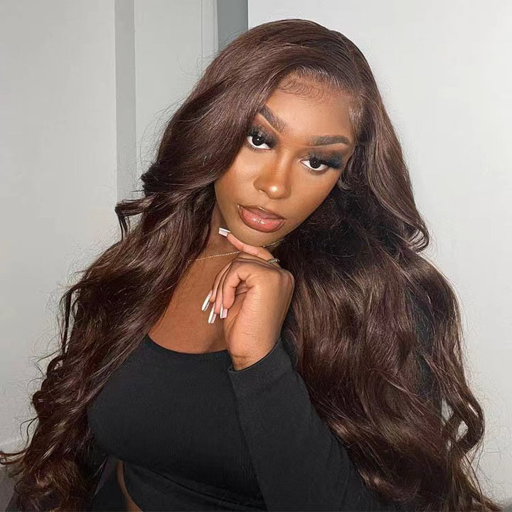 ZSFOQQ #4 Lace Front Wigs Straight And Body Wave Dark Brown Color Lace Front Wigs