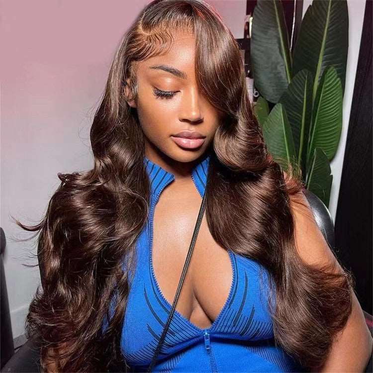 ZSFOQQ #4 Lace Front Wigs Straight And Body Wave Dark Brown Color Lace Front Wigs