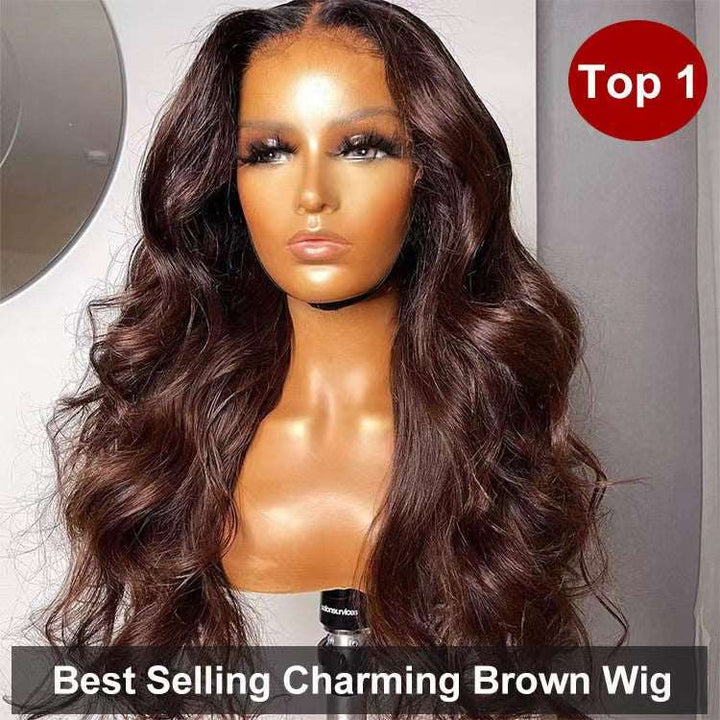 ZSFOQQ #4 Lace Front Wigs Straight And Body Wave Dark Brown Color Lace Front Wigs