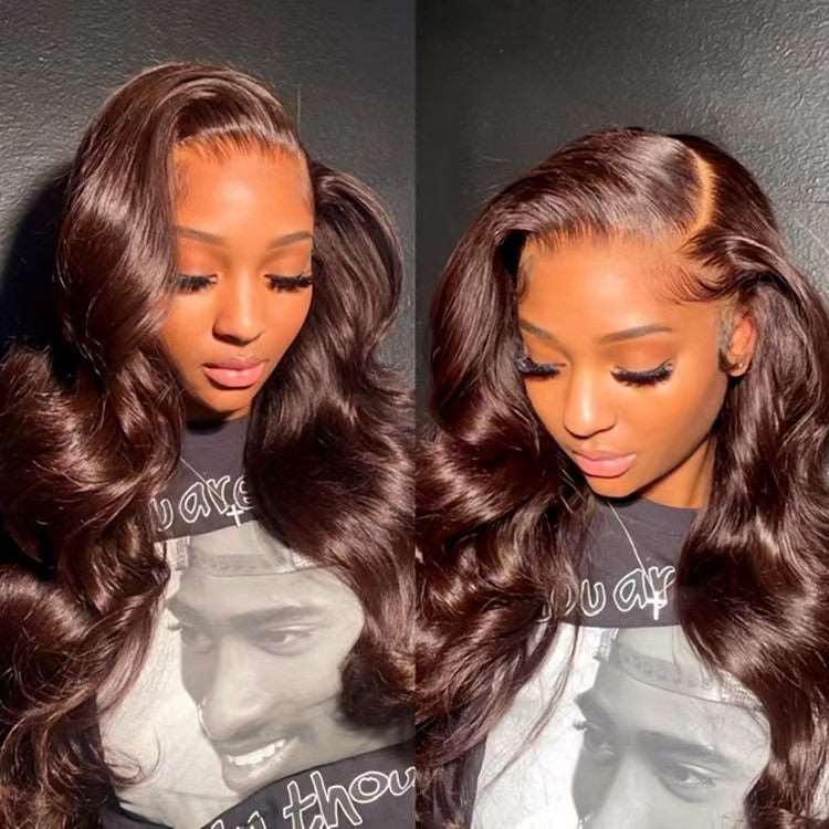 ZSFOQQ #4 Lace Front Wigs Straight And Body Wave Dark Brown Color Lace Front Wigs