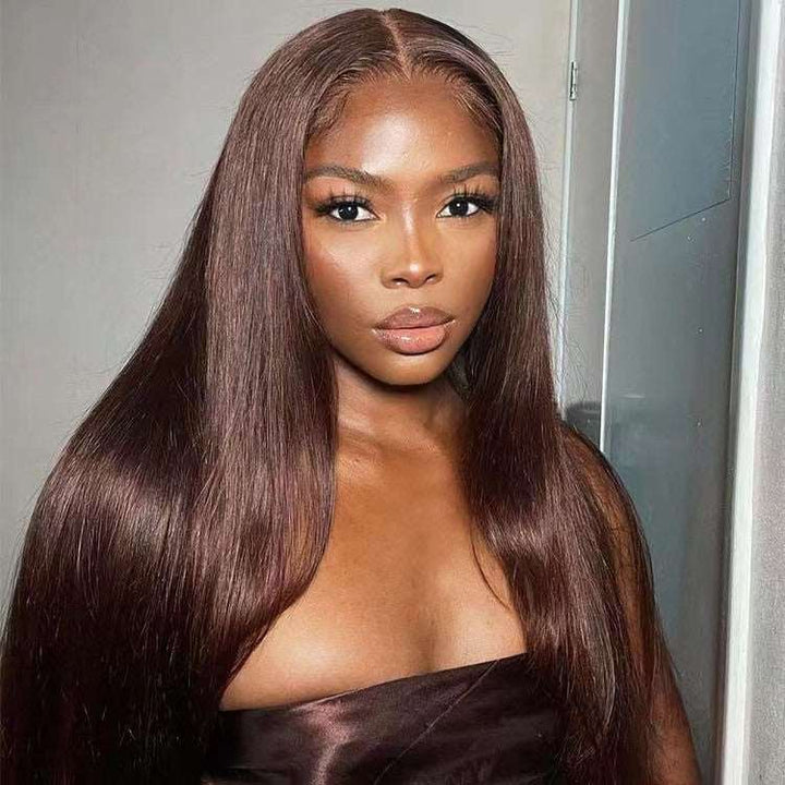 ZSFOQQ #4 Lace Front Wigs Straight And Body Wave Dark Brown Color Lace Front Wigs