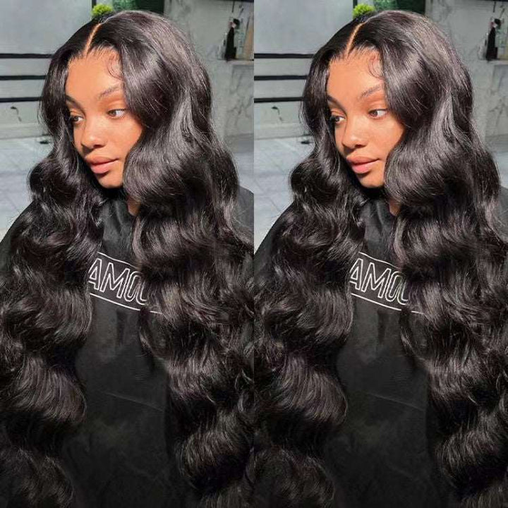 ZSFOQQ Body Wave Skin Melt HD Lace Closure Human Hair Wig