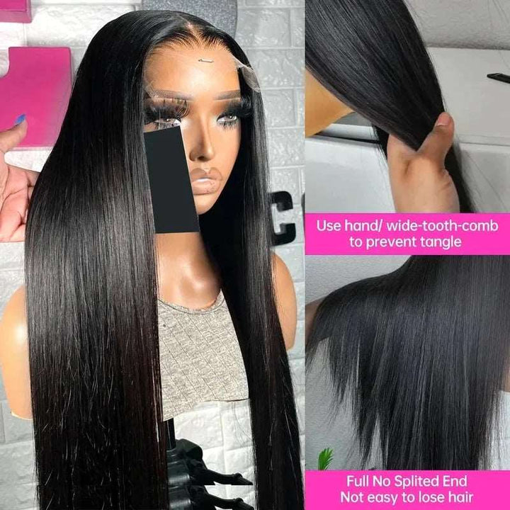 ZSFOQQ Glueless HD Lace Wig Straight Hair 13x6 Lace Front Wig Pre Plucked Human Hair Wigs