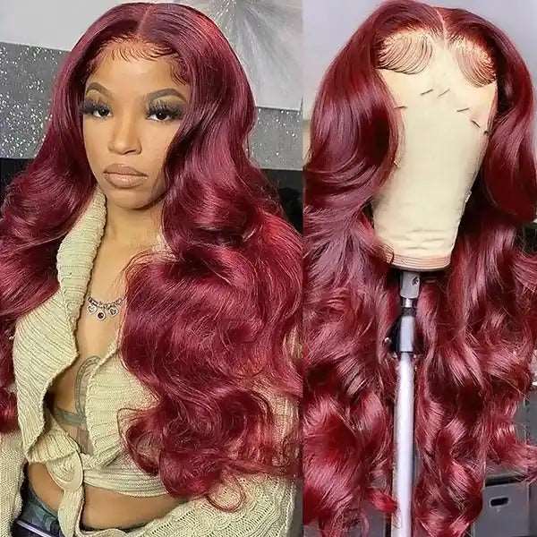 ZSFOQQ Hair 99j Colored 13x4 5x5 HD Lace Frontal Closure Body Wave Wigs Human Hair Wigs