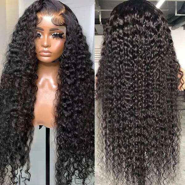 ZSFOQQ Glueless HD Lace Wig Deep Wave Hair 13x4 Lace Frontal Wig 30 Inch Human Hair Wigs