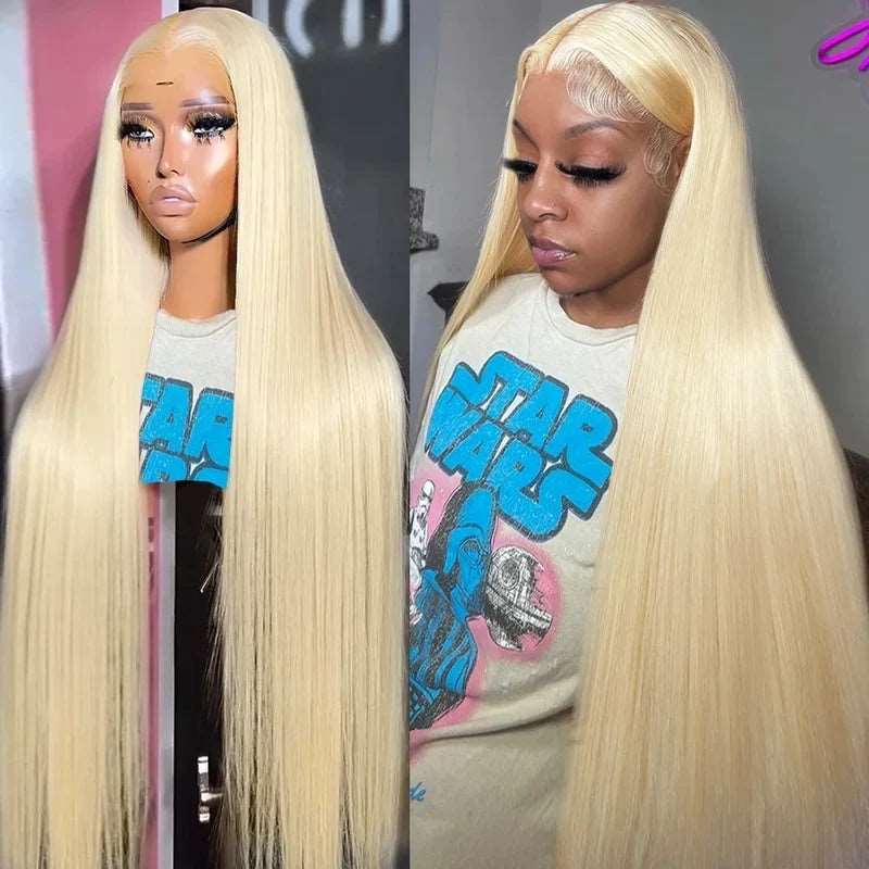 ZSFOQQ 613 Blonde Straight Hair 13x4 HD Lace Front Wig Pre Plucked Long 40 Inch Human Hair Wigs Glueless HD Lace Wig