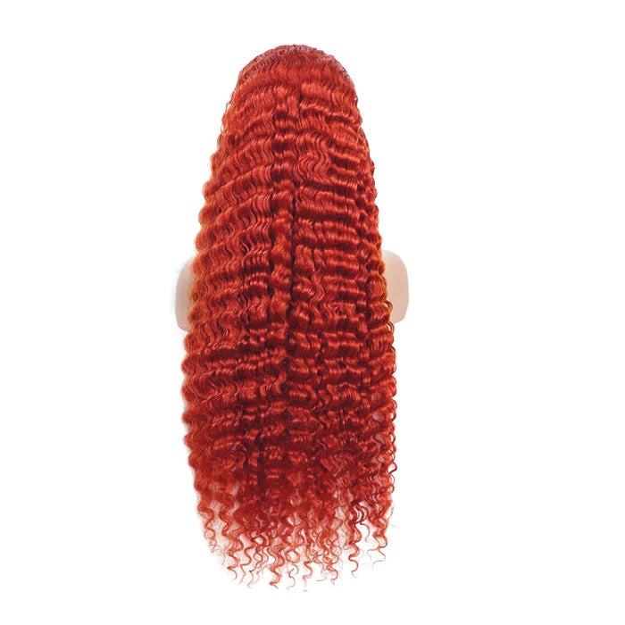 ZSFOQQ Orange #350 Deep Wave 13x4 Lace Wig Frontal Wig Pre Plucked For Women.