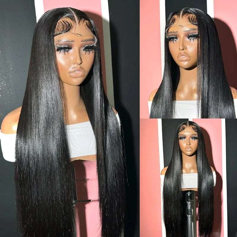 ZSFOQQ Glueless HD Lace Wig Straight Hair 13x6 Lace Front Wig Pre Plucked Human Hair Wigs