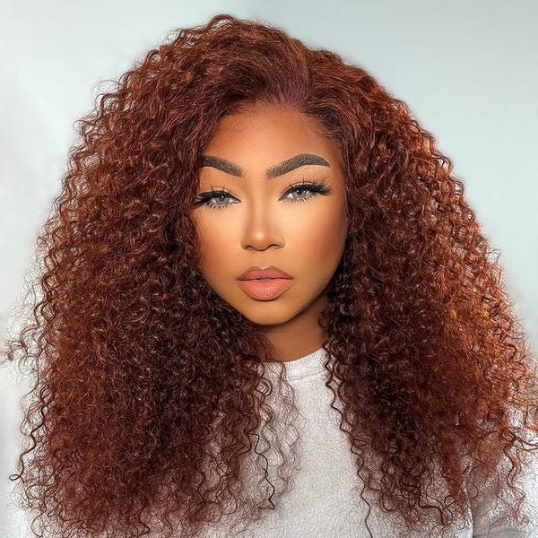 ZSFOQQ Hair Reddish Brown #33 Curly 13x4 Lace Wig Frontal Wig For Women.