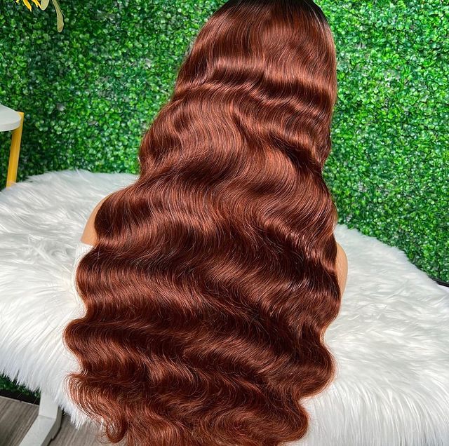 ZSFOQQ Red Brown Wig 13x4 HD Lace Front Wig Body Wave Wig Dark Reddish Brown Wig