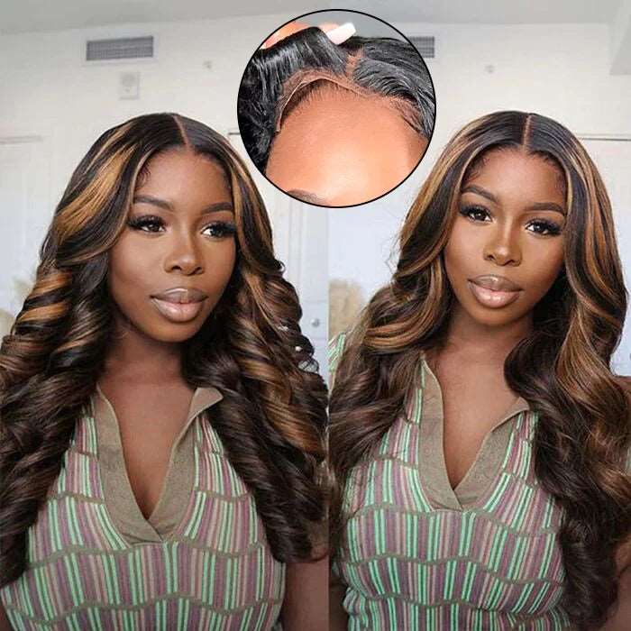 ZSFOQQ Glueless Ready & Go Wig Upgrade 8*5 Pre Cut HD Lace Closure Wigs #P1B/30 Balayage Highlight Color