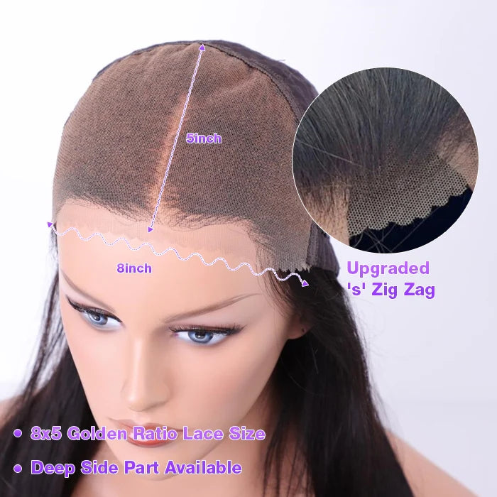 ZSFOQQ Glueless 8*5 Pre Cut HD Lace Closure Wigs Wear & Go Wig