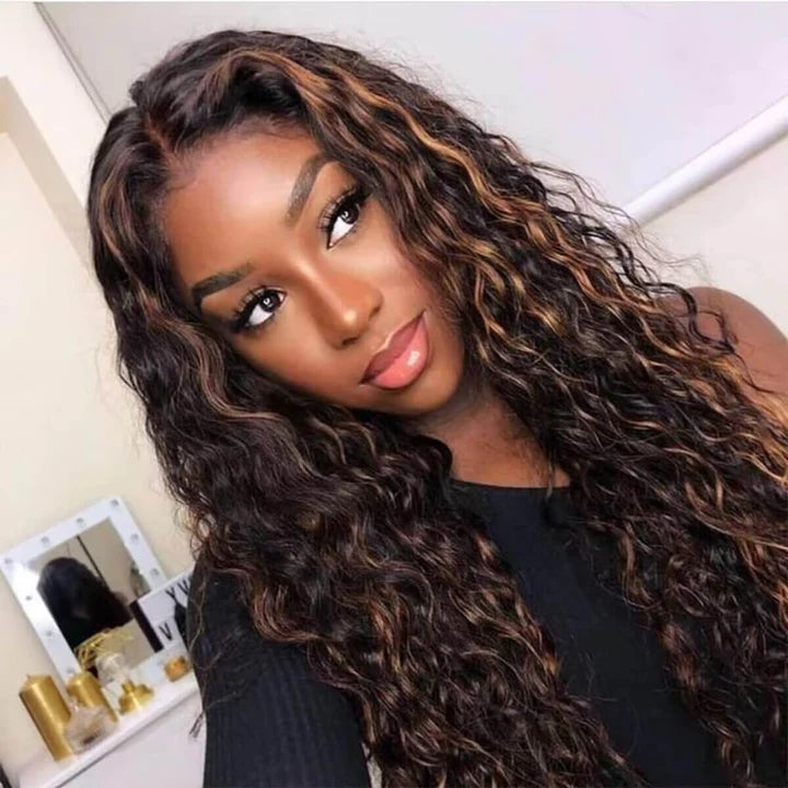 ZSFOQQ Glueless Ready & Go Wig Upgrade 8*5 Pre Cut HD Lace Closure Wigs #P1B/30 Balayage Highlight Color