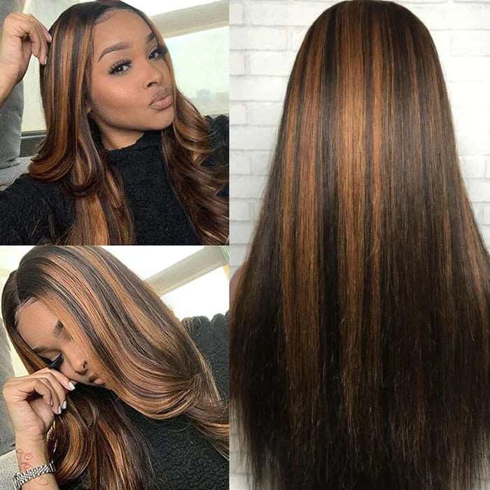 ZSFOQQ Glueless Ready & Go Wig Upgrade 8*5 Pre Cut HD Lace Closure Wigs #P1B/30 Balayage Highlight Color