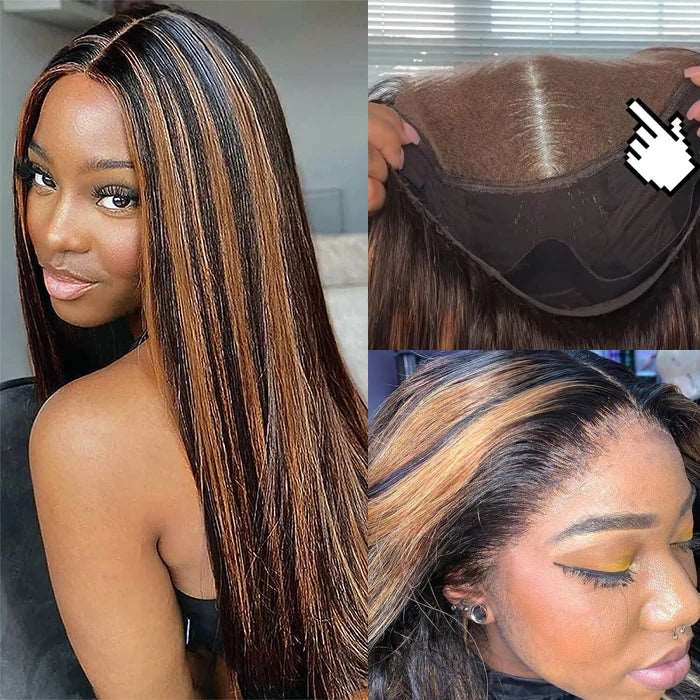 ZSFOQQ Glueless Ready & Go Wig Upgrade 8*5 Pre Cut HD Lace Closure Wigs #P1B/30 Balayage Highlight Color