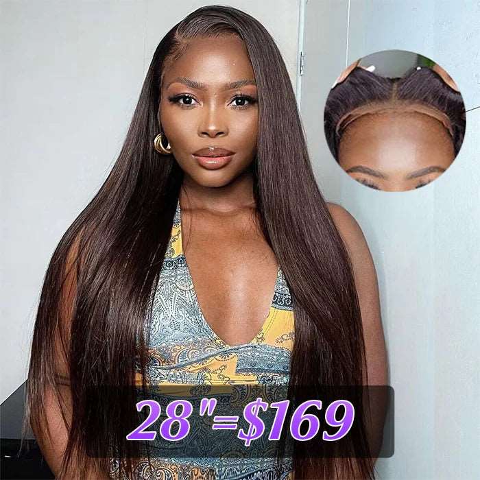 ZSFOQQ #4 Chocolate Brown 8*5 Pre Cut HD Lace Closure Wigs Glueless Ready To GO Wig