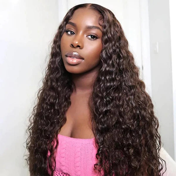 ZSFOQQ #4 Chocolate Brown 8*5 Pre Cut HD Lace Closure Wigs Glueless Ready To GO Wig