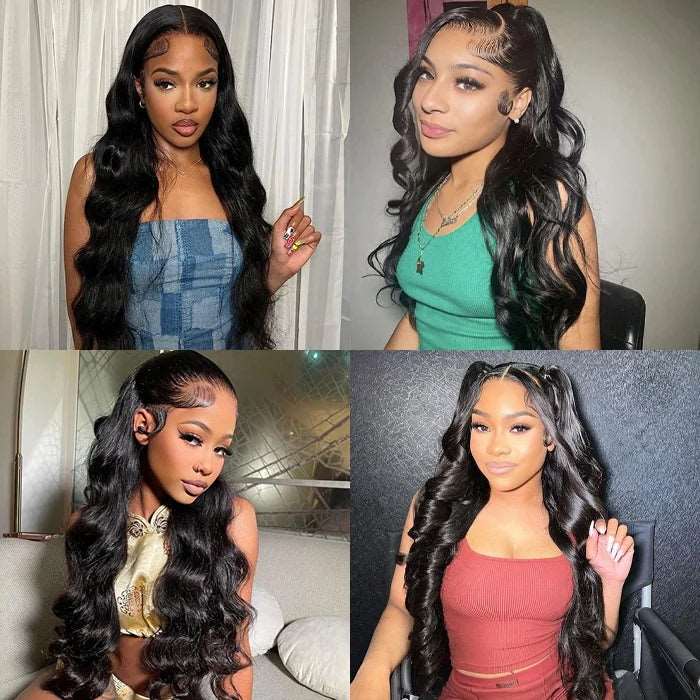 ZSFOQQ Glueless Closure HD Lace Wig Loose Body Wave Wear Go Wig Pre-Plucked Hairline