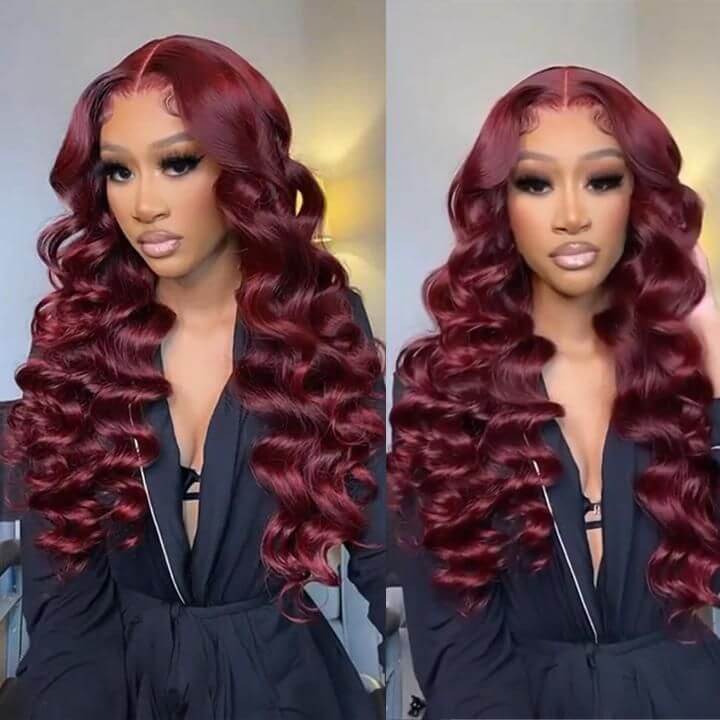 ZSFOQQ  24" Loose Wave Transparent HD Lace 13x4/4x4 Lace Frontal Wig Human Hair Wig Natural Black