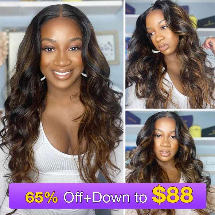 ZSFOQQ  P1b/30 Balayage Highlight Body Wave Wig 13x6 Transparent Lace Front Human Hair Wigs